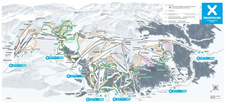 Mapa esquí muntanya i raquetes de neu