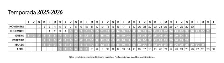 Horarios y calendario