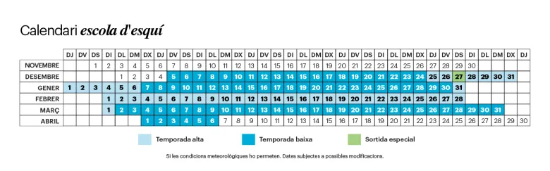Calendari Escola Grandvalira 