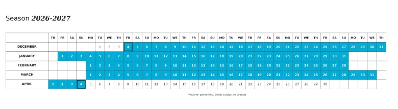 Calendar season winter Grandvalira